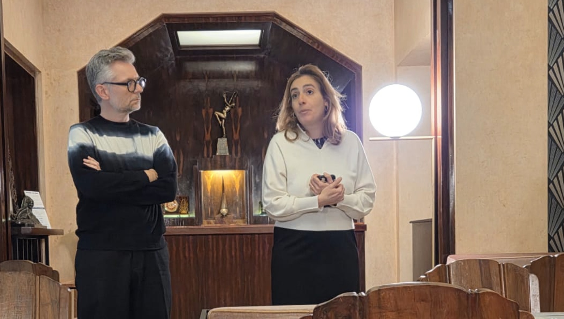 (l) Artistiek Directeur Europalia Dirk Vermaelen - (r) Louma Salamé, directrice van de Boghossianstichting